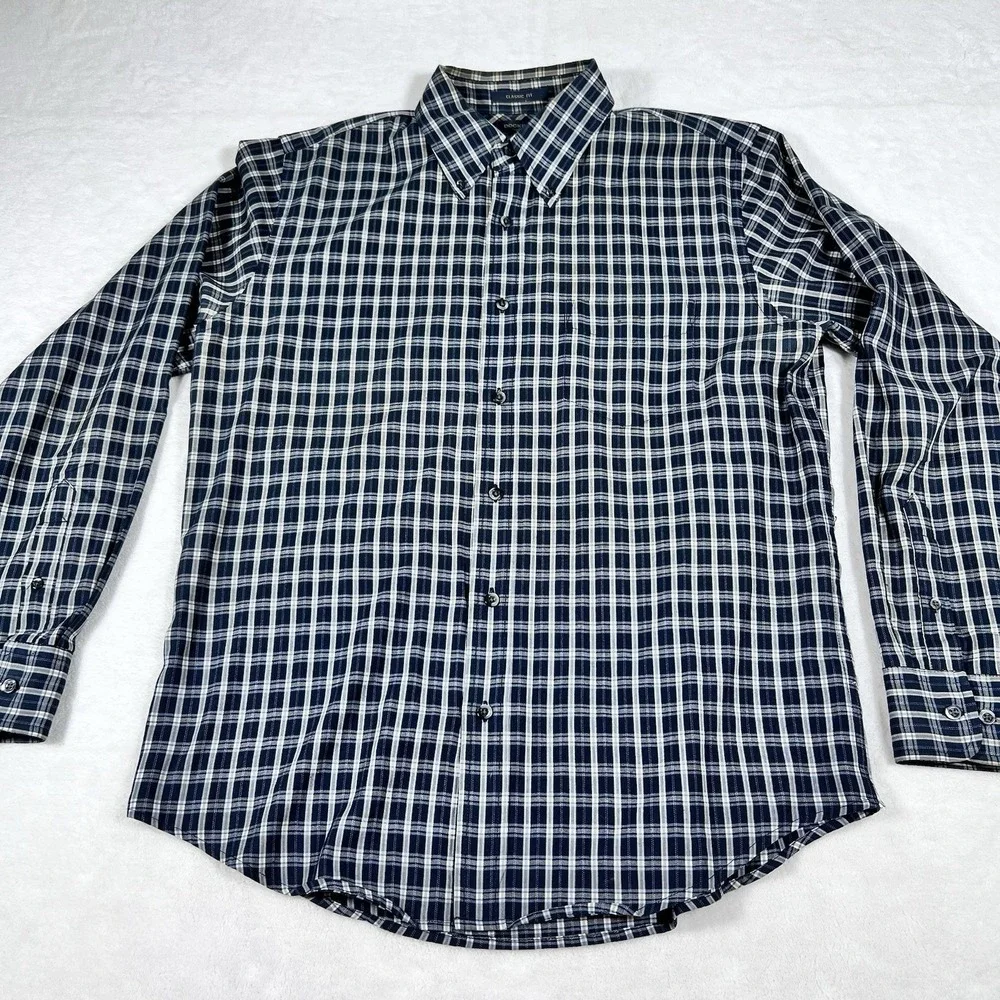 Vintage‎ Dockers Oxford Shirt Men Medium Plaid Long Sleeve Button Down Outdoors